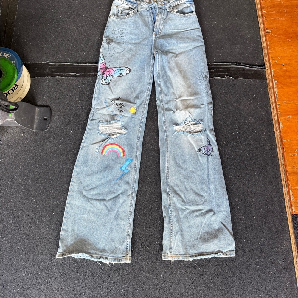 Cute patterned Light Blue Jeans